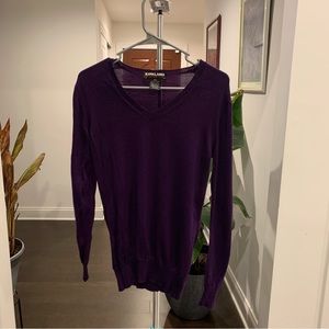 Kirkland Signature V-Neck Purple 100% Extra Fine Merino Wool Women’s Sz Medium